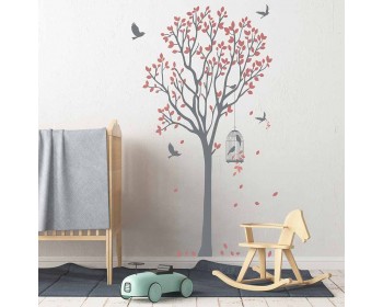 Tree Leaves Birds Wall Decal, Tree Leaves Birds Wall Decal for Bedroom, Vinyl Birds Leaves Tree Wall Decal Tree Stickers 